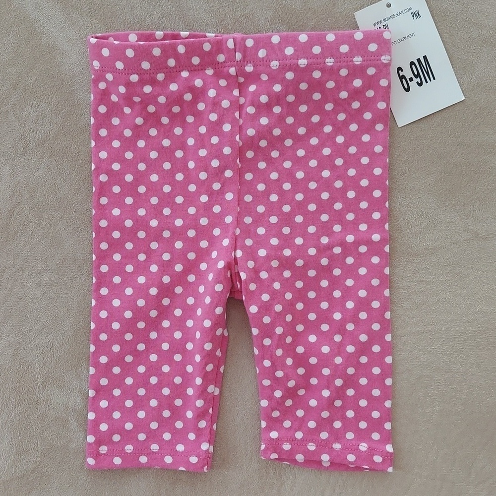 Bonnie Baby polka dot leggings- pink - 6-9 mos